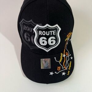 Route 66 Black and White Embroidered Cap